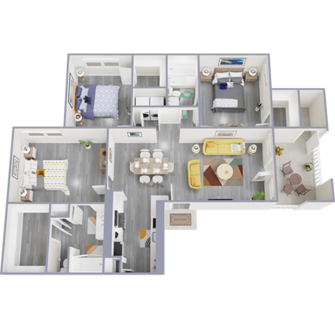 3 bedroom, 2 bathroom apartment home